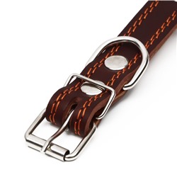 Ошейник кожаный «Строгий шип», 56×2.5 см, ОШ 35-45 см, коричневый