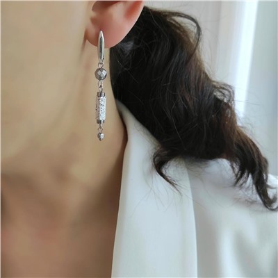Серьги с серебристым гематитом, вулканитом
