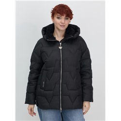 Куртка зимняя женская из овчина стильная и модная черного цвета 7309Ch