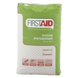 Пеленки FirstAid медицинские впитывающие 60х60 см - 5 шт.