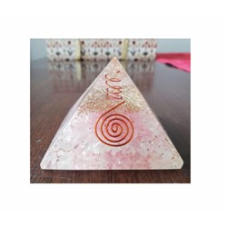 Оргонитовая Пирамида с Настоящим Розовым Кварцем для Рэйки, Real Rose Quartz Orgonite Pyramid For Reiki, произв. Kalyan Puja