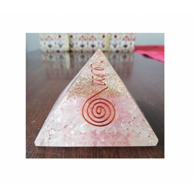 Оргонитовая Пирамида с Настоящим Розовым Кварцем для Рэйки, Real Rose Quartz Orgonite Pyramid For Reiki, произв. Kalyan Puja