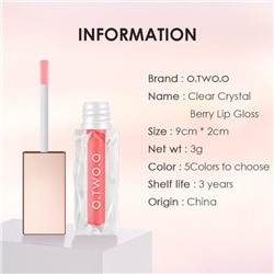 Блеск для губ O.TWO.O Clear Crystal Berry Lip Gloss глянцевый № 2 3 g
