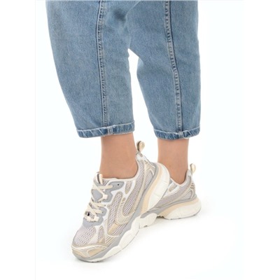 05-P247-3 GRAY/GOLD Кроссовки женские (искусственные материалы, сетка)