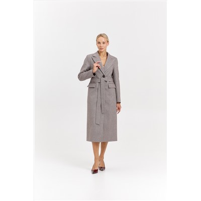 Пальто женское демисезонное 27210 (коричневый/ёлочка)