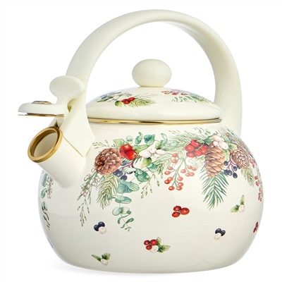 ЧАЙНИК AGNESS ЭМАЛИРОВАННЫЙ СО СВИСТКОМ СЕРИЯ "CELEBRATION", 2,2Л, ИНДУКЦИОННОЕ ДНО