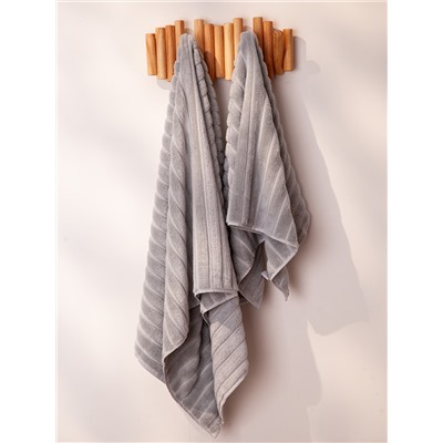 Полотенце для рук Waves серого цвета из коллекции Essential, 50х90 см