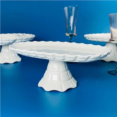 163-056 Овальное блюдо 30х18х12см на ножке КОРНЕЛИЯ в под.уп.(х8)Фарфор