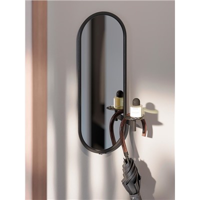 Зеркало настенное с полкой Yens, черное