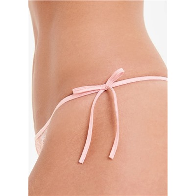 Side Tie Dotted Lace Thong
