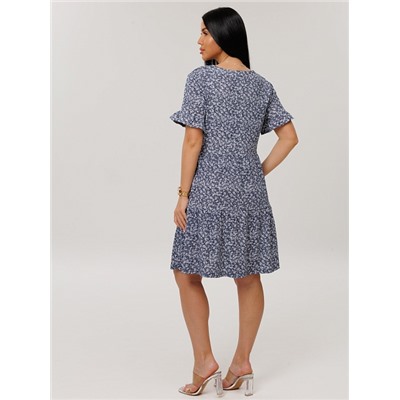 Женское платье Пл-117(К) / Синий (цветы)