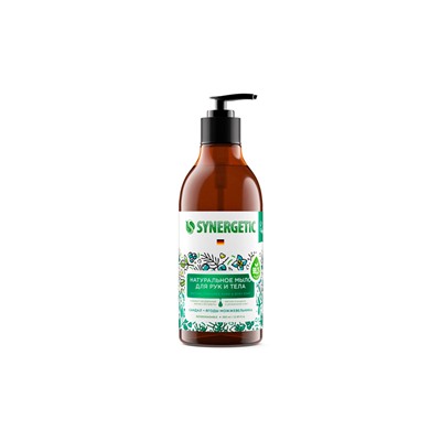 SYNERGETIC Жидкое мыло для мытья рук и тела Сандал и ягоды можжевельника, 380 мл.