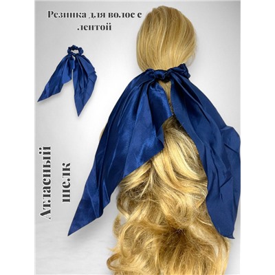 Резинка для волос объемная с лентами Р15 цвет синий