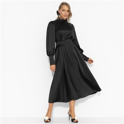 Платье приталенное из атласа, Притяжение элегантности (чёрная магия)