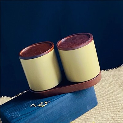 235-107 Набор из 2 банок 350мл с крышками на подставке TROPICAL в под.уп.(х12)Фарфор