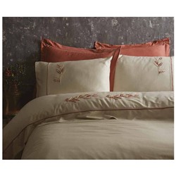 2 сп. Евро Комплект Постельного Белья Cotton Saten Derin Bej XL - EcoCotton