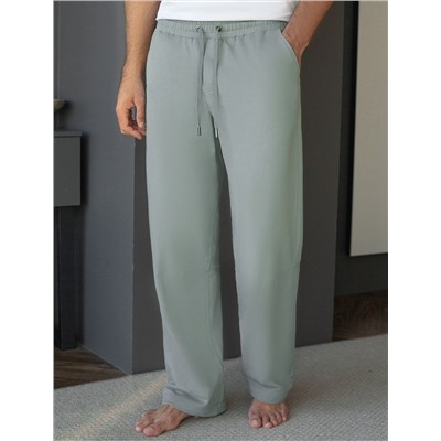 Брюки прямые на резинке из футера двухнитки с эластаном с затяжкой по низу