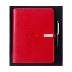 Органайзер на кольцах,ПВХ,А5,140 л, клетка,с ручкой,подар. короб,флешка,зарядка Красный