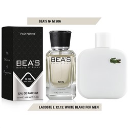 Beas M206 Lacoste L.12.12. White Blanc Men edp 50 ml, Парфюм мужской Beas M206 создан по мотивам аромата Lacoste L.12.12. White Blanc