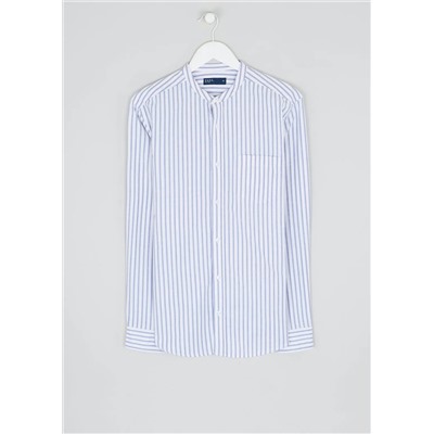 Long Sleeve Slim Fit Grandad Collar Oxford Shirt