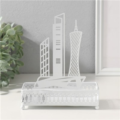 Подставка для мелочей металл «Город», белый, 6.3×14.5×18.5 см