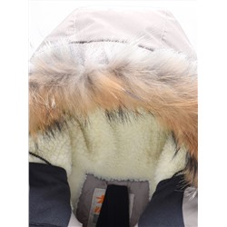 Парка зимняя подростковая для девочки с капюшоном и мехом бежевого цвета 9536B