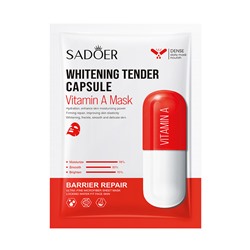Тканевая маска для лица с витамином А увлажняющая и осветляющая SADOER Whitening Tender Capsule Vitamin A Mask, 25 гр