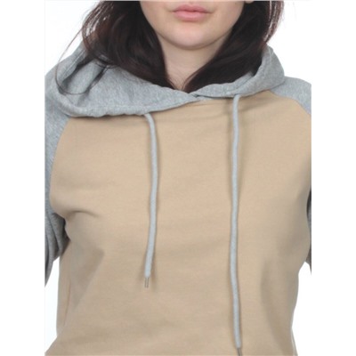 NOE103 BEIGE/GRAY Костюм спортивный женский (хлопок 90%, полиэстер 10%)