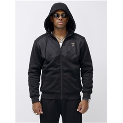 Спортивный костюм мужской зимний с начесом черного цвета 7332Ch