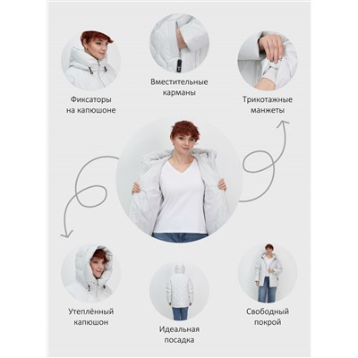 Куртка женская демисезонная с капюшоном серого цвета 1140Sr