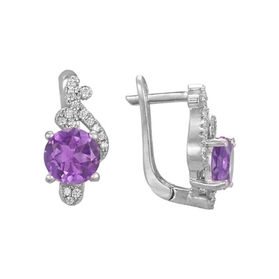 Серьги 'Диво' с аметистом и фианитами ТГСК.852АМR