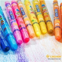 Мелки восковые Crown, 24 цвета, круглые, выкручивающийся стержень