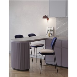 Стул полубарный с контрастным кантом Pea, велюр, темно-синий/бежевый