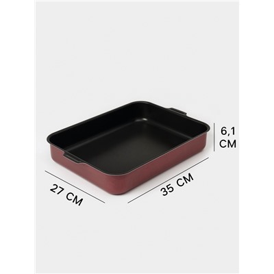 Противень Доляна Promo, 27×35 см, h=6 см, антипригарное покрытие, бордовый
