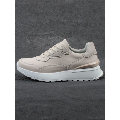03-YJ428-1 BEIGE Кроссовки женские (натуральная кожа)