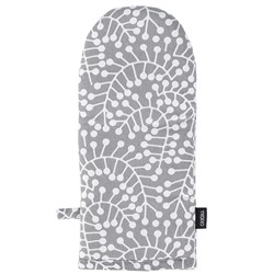 Прихватка-варежка серого цвета с принтом Спелая Смородина из коллекции Scandinavian touch, 14х32 см