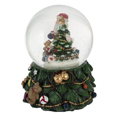 GAEM Фигурка декор в стекл шаре "Дед Мороз" ( подсв, муз, вьюга, AAAх3 н/п), D 10 см, L11 W11 H15 см