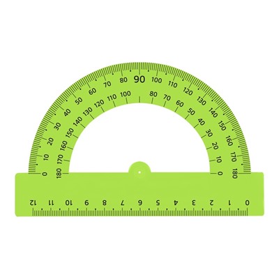 Транспортир 180°/10 см Calligrata, пластиковый, прозрачный, зелёный, МИКС