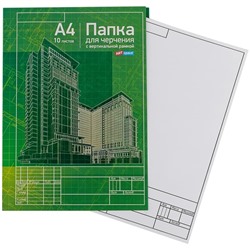 Папка для черчения А4, 10л., ArtSpace, с вертикальной рамкой, 160г/м2