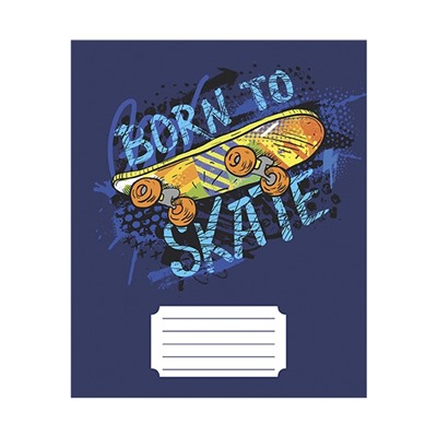 Тетрадь 12 листов в линейку Calligrata SkateBoard, обложка мелованная бумага, ВД-лак, блок №2 (серые листы), МИКС