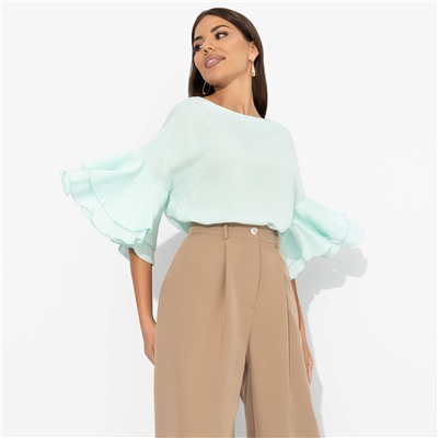 Блуза из вискозы с воланами, Молниеносная влюбленность (mint)