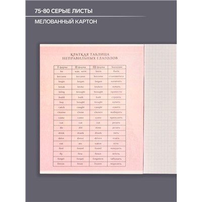 Тетрадь предметная 48 листов в клетку Calligrata, «Металл. Английский язык», обложка мелованный картон, серые листы