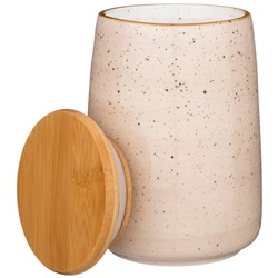 БАНКА С ДЕРЕВЯННОЙ КРЫШКОЙ BRONCO "NATURE" 17*12 СМ 1240 МЛ КРЕМОВАЯ (КОР=16ШТ.)