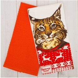 Комплект кухонных полотенец 35х60,46х61 на хангере Home Bobcat/кот Spany