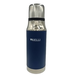 Термос KELLI KL-0919 нерж 0,75л Синий с винтовой пробкой с чашкой в комплекте (24) оптом