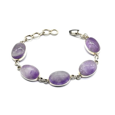 Браслет с аметистом в посеребрении, 17см