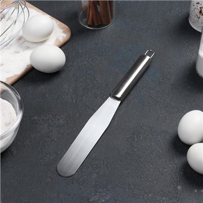 Кондитерская лопатка - палетка прямая Доляна, 27×3 см, рабочая часть 15 см, серебристая