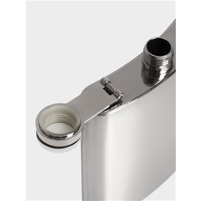 Фляжка Мастер К, 180 мл, подарочная, армейская, 6 oz, нержавеющая сталь, серебристая