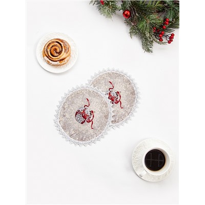 Морозный иней Комплект салфеток 2шт круг 24 см 03845