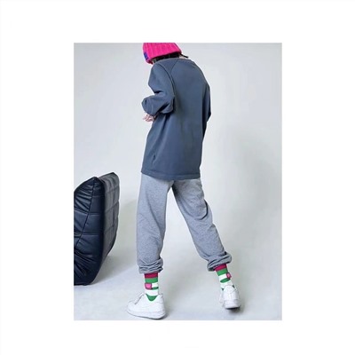 Green retro trend cotton knee socks for men and women, Korean style, mid-length